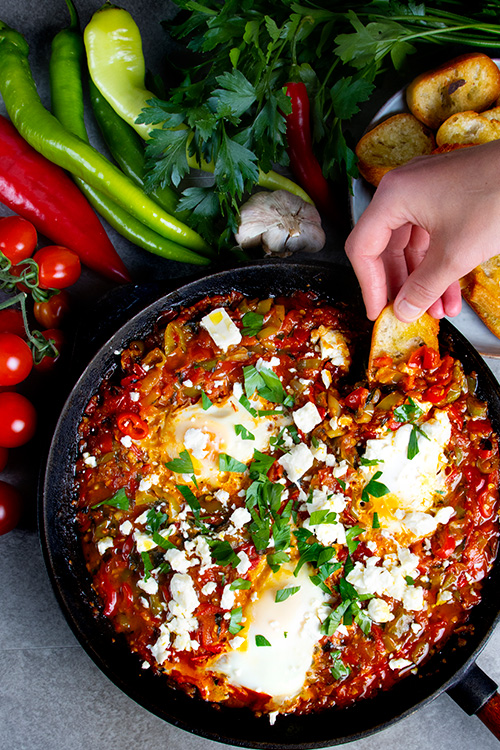 shakshuka sivripaprika ägg och fetaost